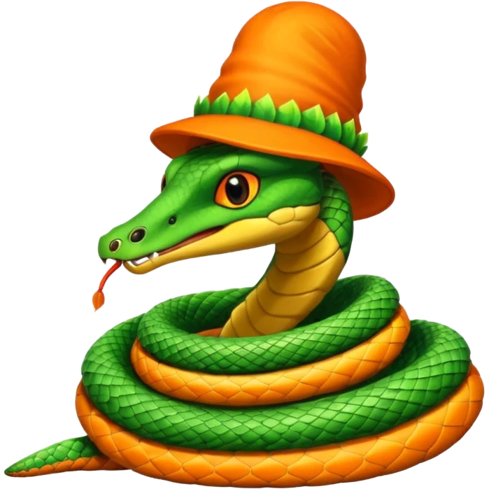 snake with orange feathered hats emoji