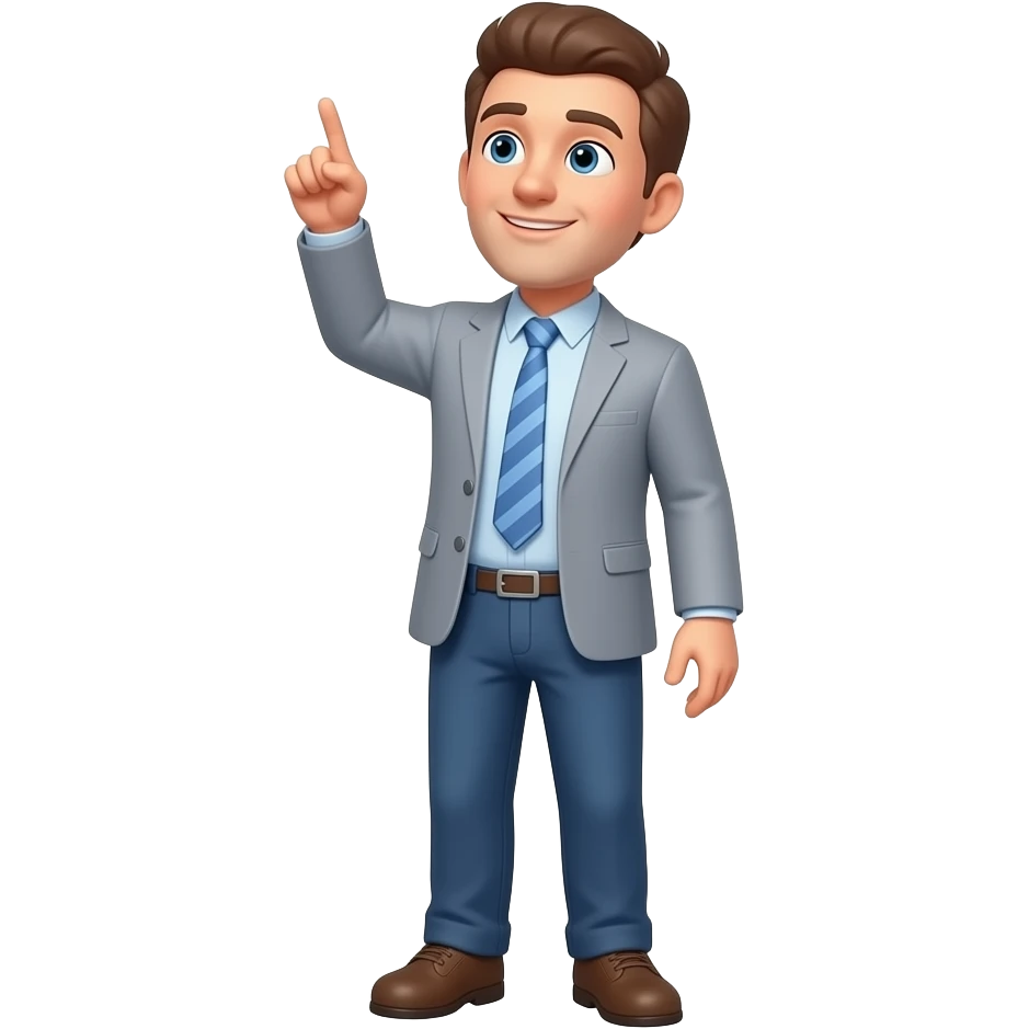 man looking and pointing upward, full body emoji