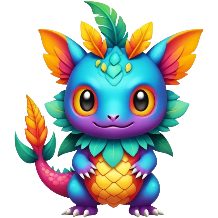 Exotic colorful chibi Fakémon-creature emoji