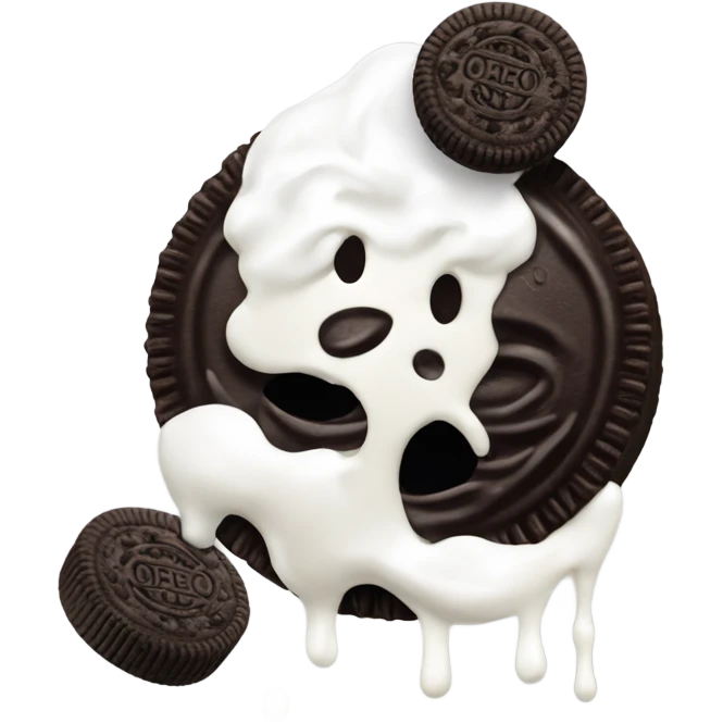 Man licking an Oreo that’s dripping cream emoji