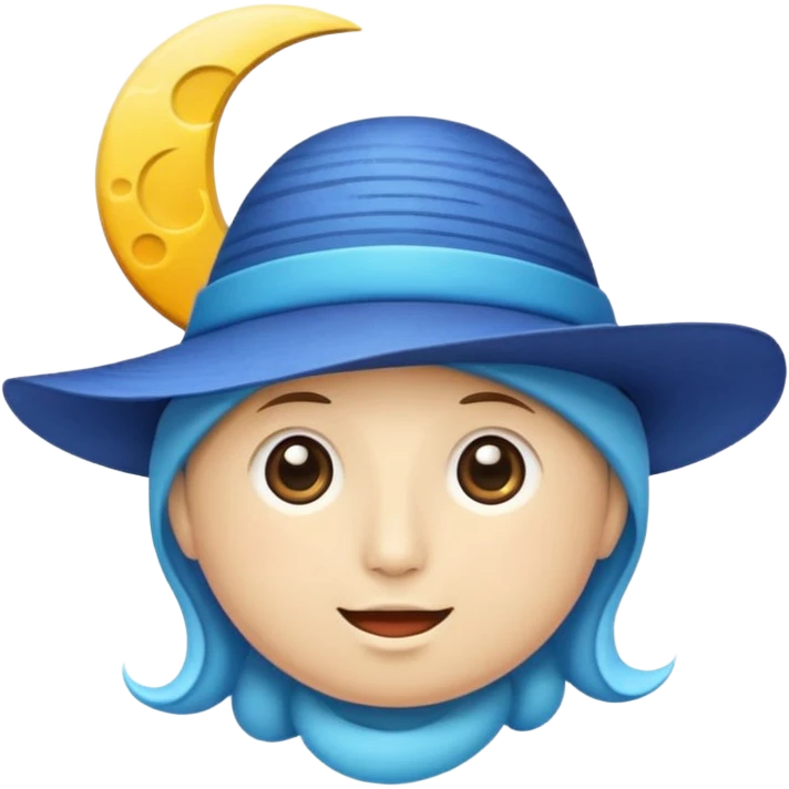 The round moon is wearing a wavelength hat emoji