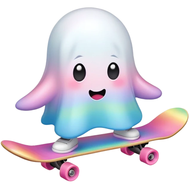  pastel rainbow kawaii ghost skateboarding  emoji