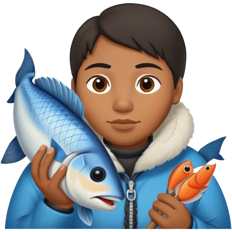 inuit with fish photrealistic emoji