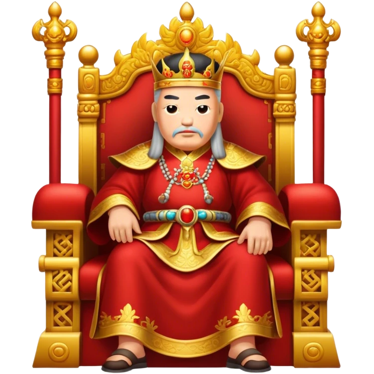 old chinese king sitting on red and gold throne emoji