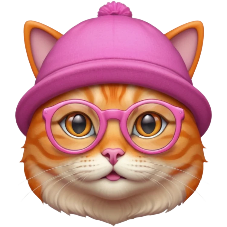 orange alien cat with pink hat  and spectacles emoji