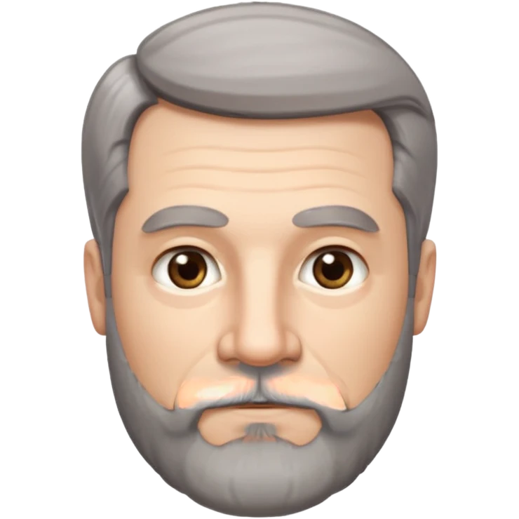 50 yr old white man, pale skin, dark grey hair with some brown highlights, side swept part, groomed moustache and beard emoji