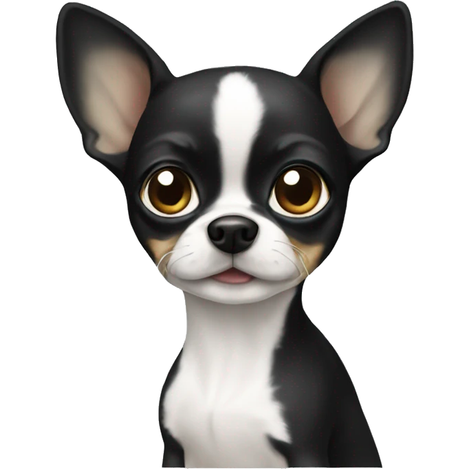 Black,  mostly white chiahuahua emoji
