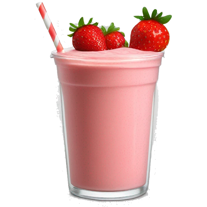 Strawberry smoothie in clear cup and strawberry on top  emoji