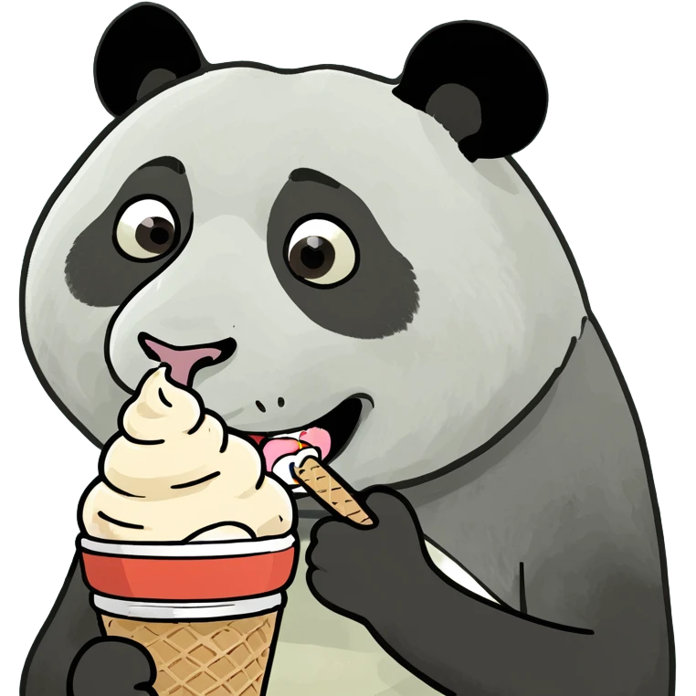 Panda eating ice cream emoji