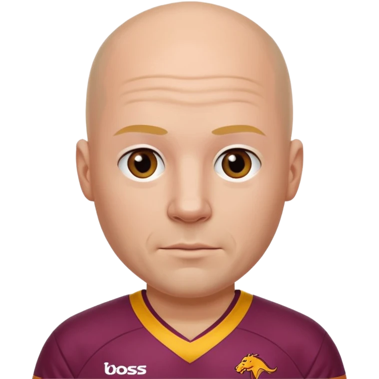 young-ish 50 year old man dressed in a brisbane broncos jersey, bald head, fair skin emoji