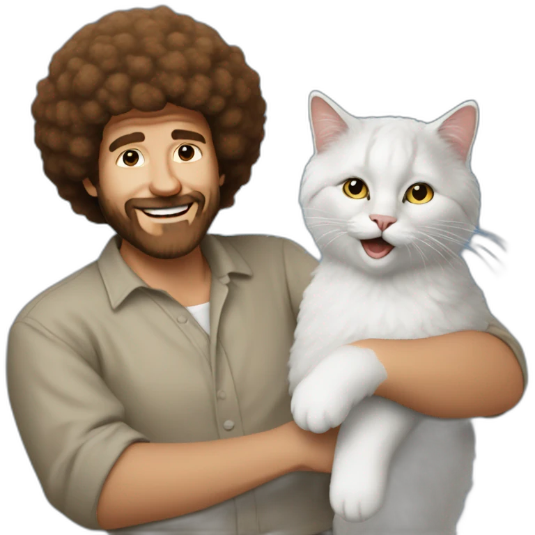 Bob ross with cat in afro emoji