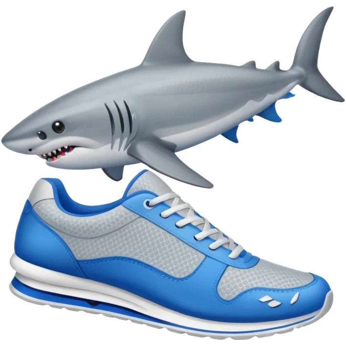 Tiburón con 3 zapatillas azules  emoji