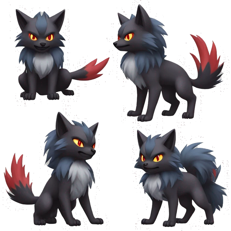Litten-Zoroark-Mightyena-Zorua full body emoji