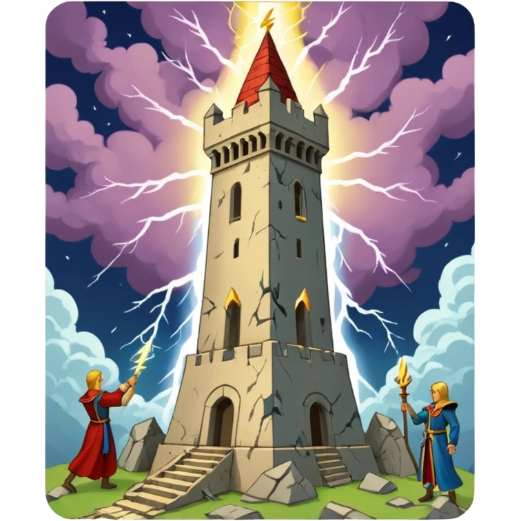The tower tarot card in a 🀄 emoji
