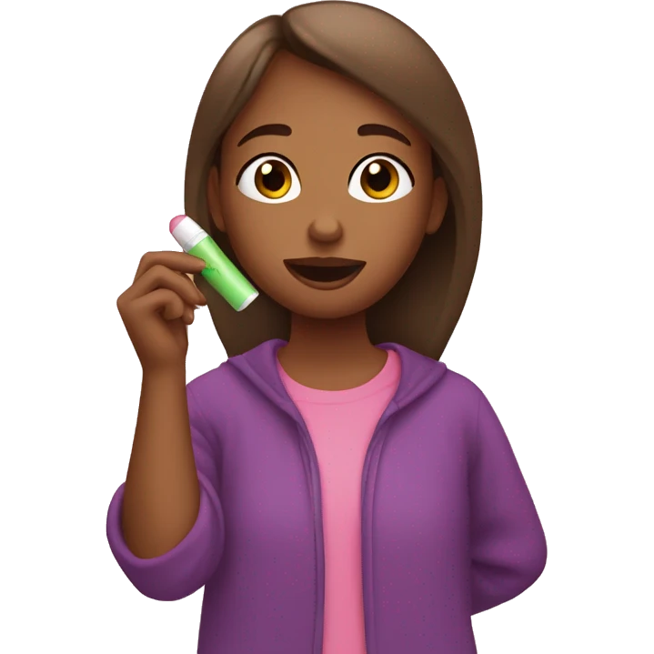  girl putting on chapstick  emoji