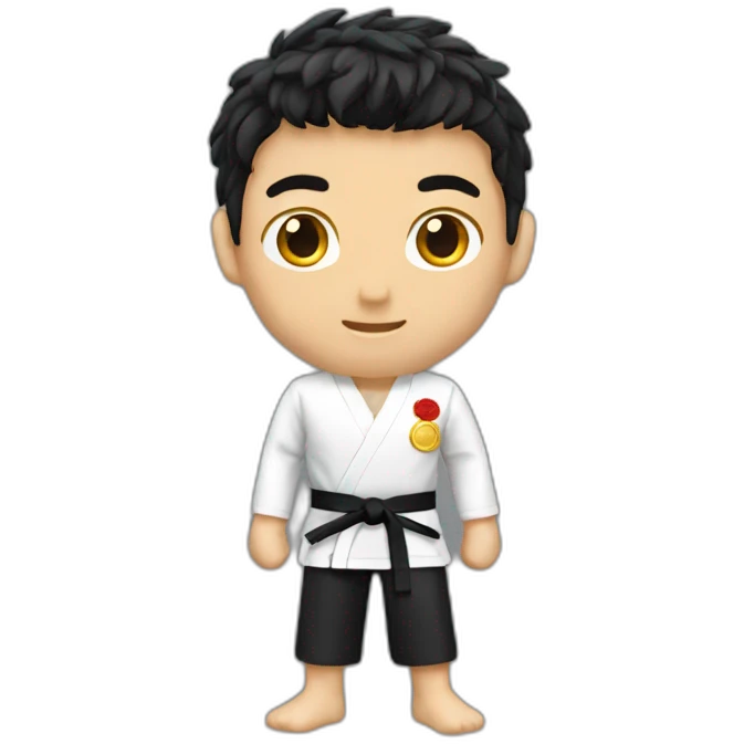 karate-winner-male-medal-gold-black-hair emoji