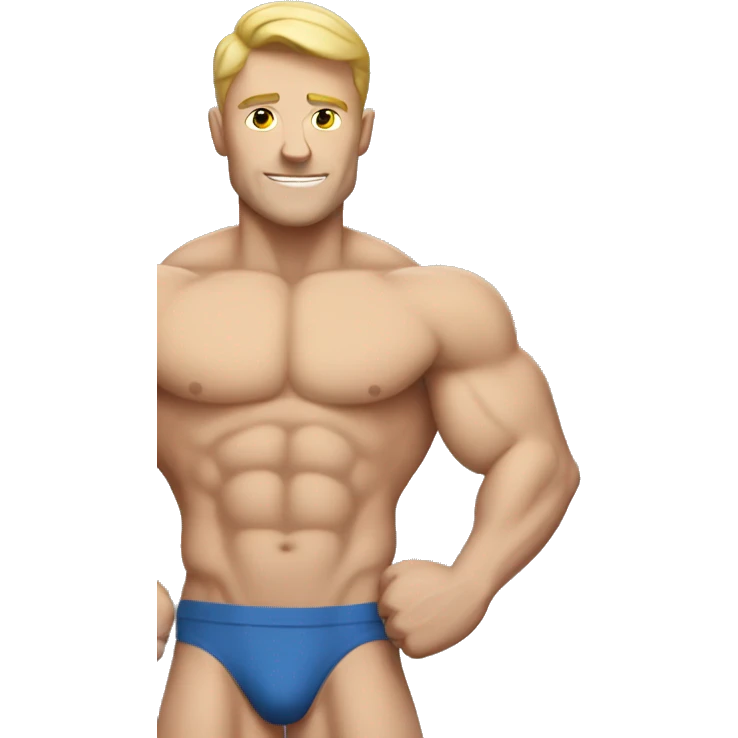 White man with lean body builder muscles emoji