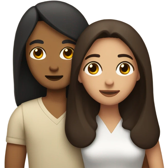 Comforting hug from brunette Puerto Rican with dark brown eyes to short, bald man with brown eyes and a beard emoji