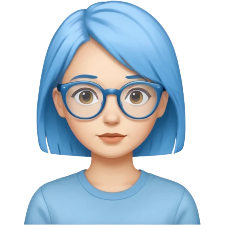 lady with baby blue hair, wearing glasses emoji