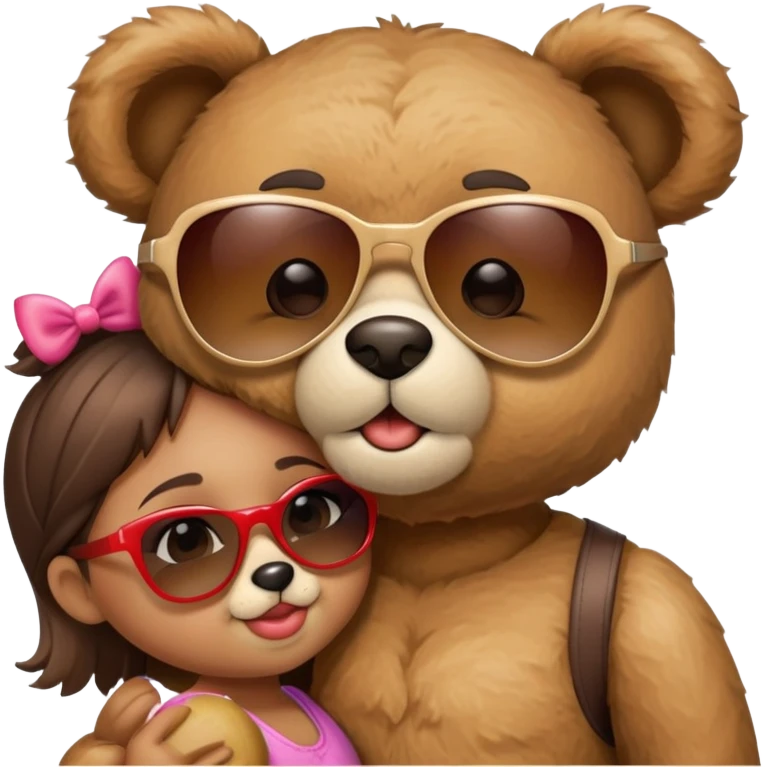 Teddy kissing girl teddy with sunglasses  emoji