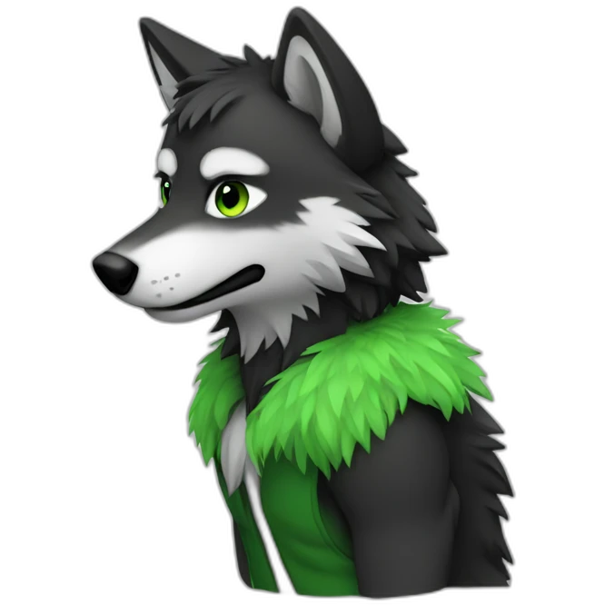 furry wolf black and green emoji
