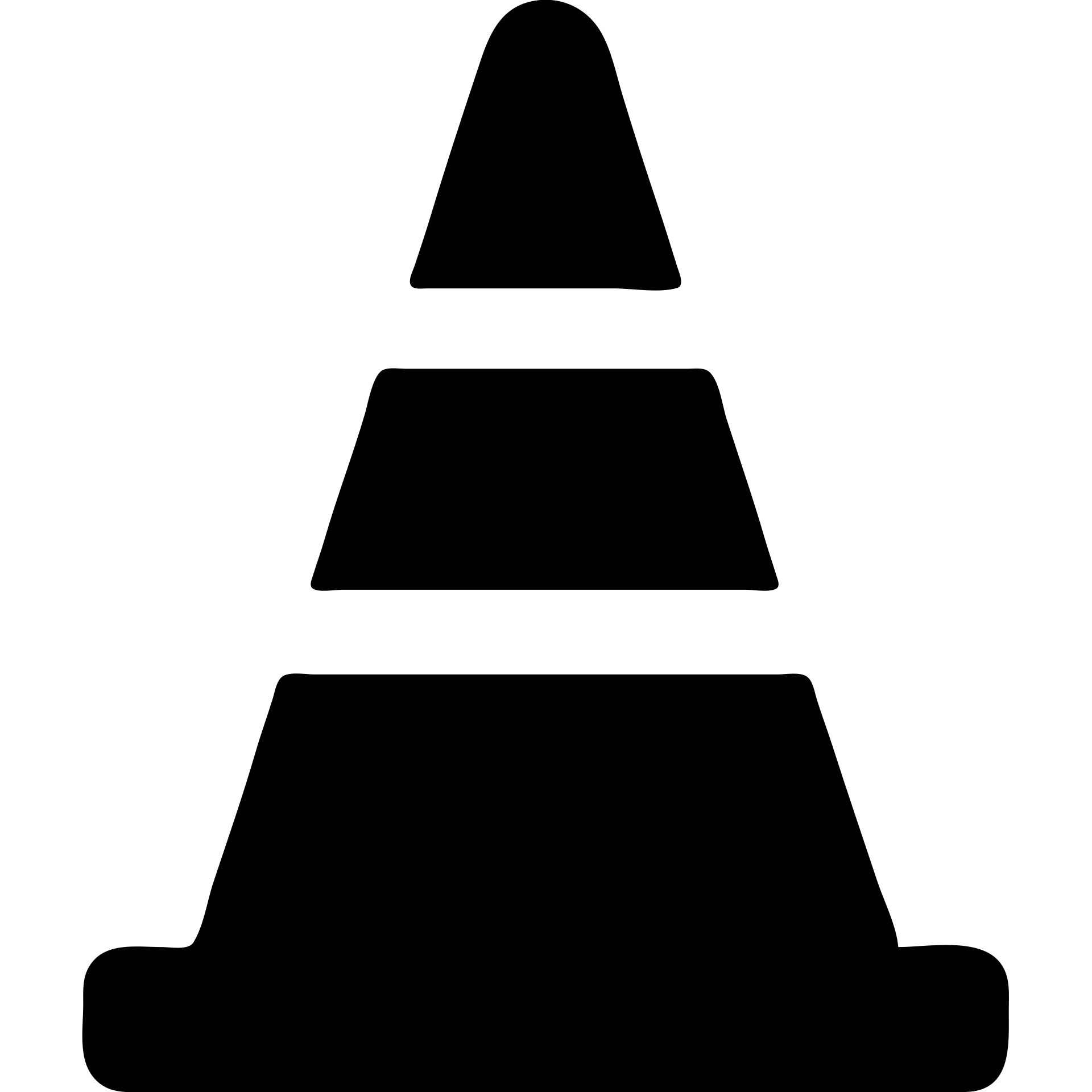 black filled icon of an orange traffic pylon with a square bottom, straight-on view, no perspective, no face or accessories emoji