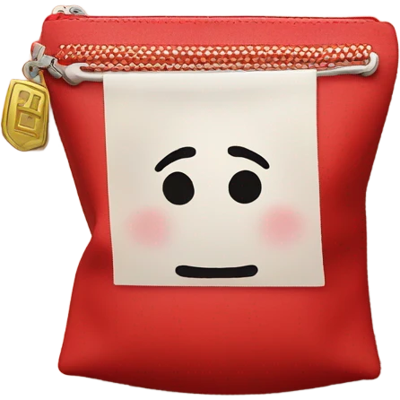 red pouch with luck in chinese character emoji
