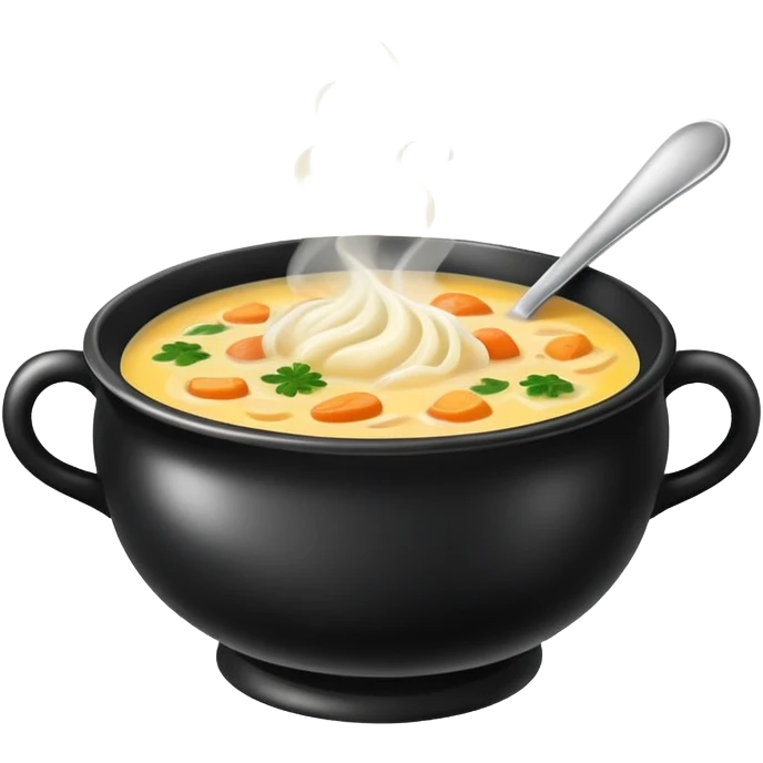soup in black bowl emoji
