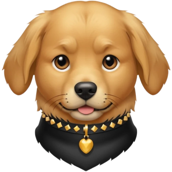 golden retriever dog frowning and wearing goth accessories emoji