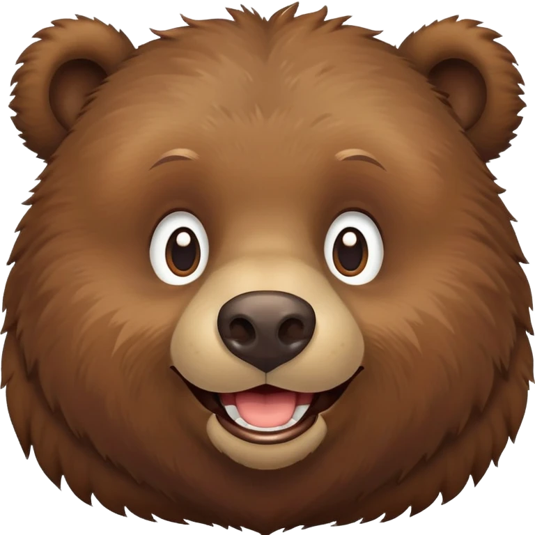 Happy Russian brown bear head, smiling, front view emoji