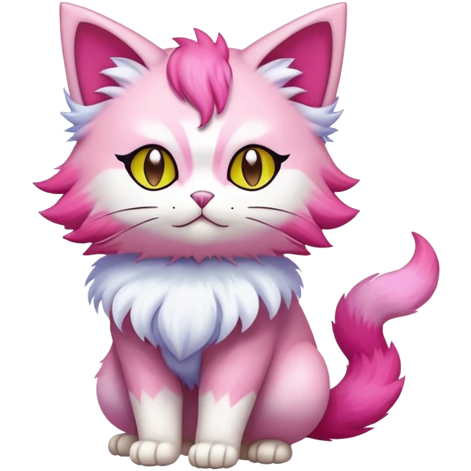 Shiny Exotic Skitty-Persian-Pokémon-Fakémon-hybrid-creature (full body) emoji