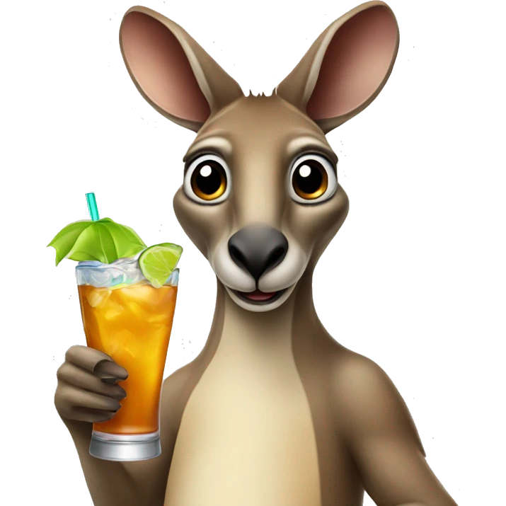 Kangaroo with a drink emoji