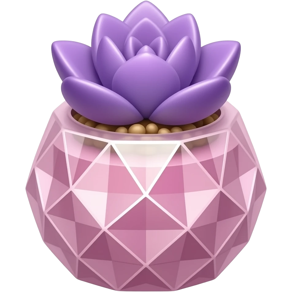Purple Succulent plant in pink glass crystal pot emoji