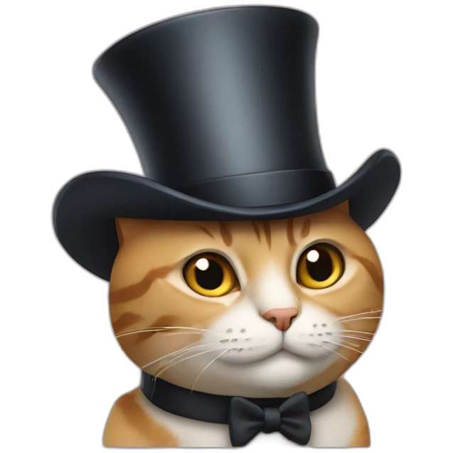 low detail cat with top hat emoji