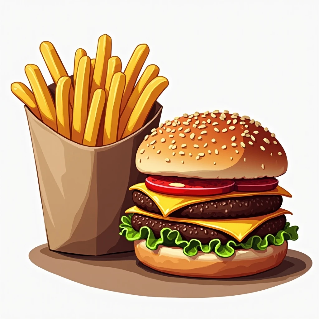 burger and fries emoji