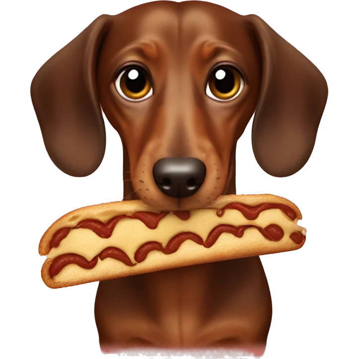 Brown dachshund eating a Dürüm emoji