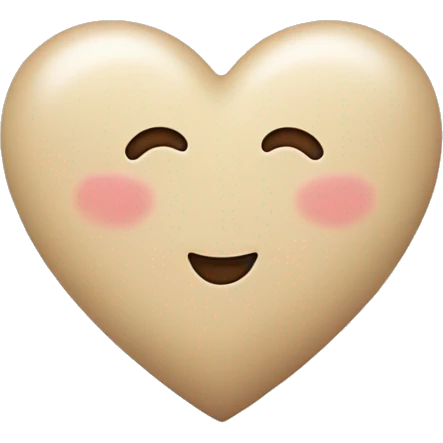 Soft Beige Heart – A heart in a gentle beige or creamy tone, symbolizing warmth and calm love with cute face . emoji