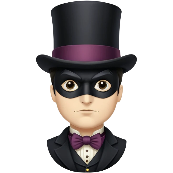 Batman with his black mask wearing Victorian era clothes with top hat emoji