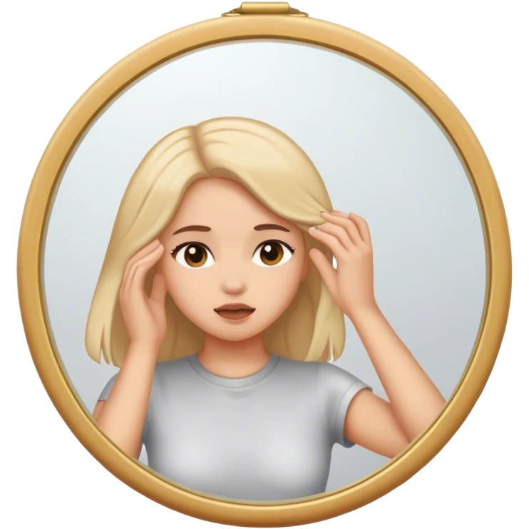 Una niña arreglandoce en un espejo  emoji