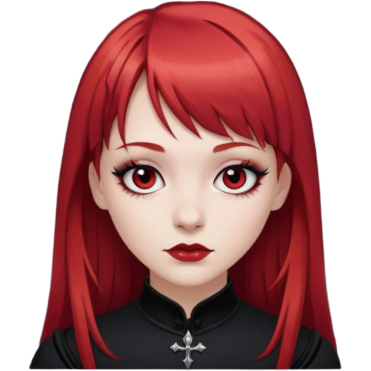 White girl with red hair, bangs and gothic  emoji
