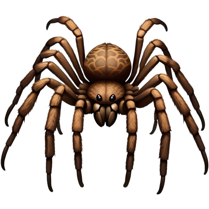 Close-up of a giant hairy tarantula in its natural habitat, with intricate web details surrounding it. The spider's texture is highlighted, emphasizing its hairy legs and features. Soft background with natural elements like leaves or rocks. Transparent background. emoji