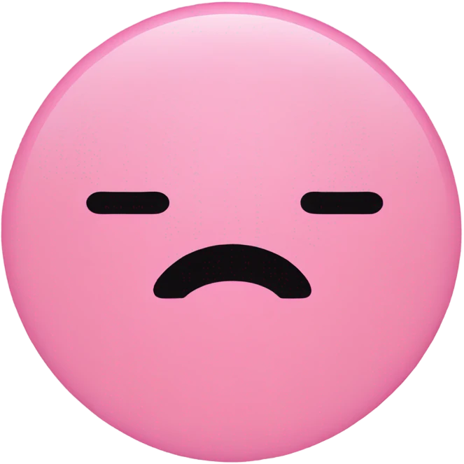 A pink circle is with 2 short black lines on it emoji