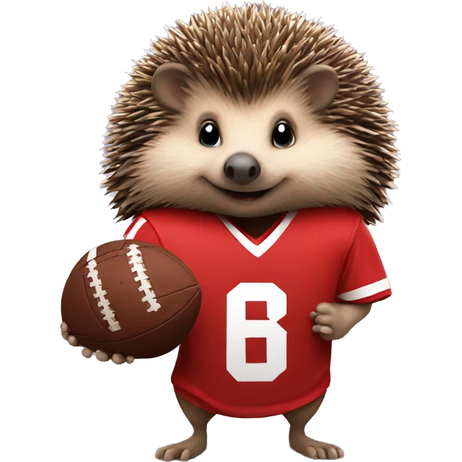 Hedgehog wearing Liverpool jersey holding football emoji