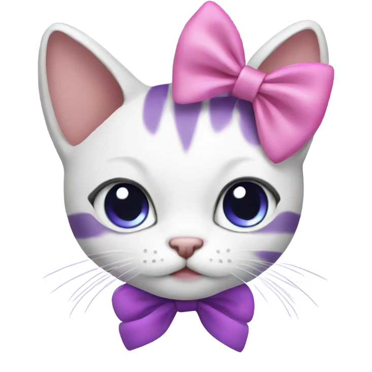  cat with purple short hair and pink bow emoji