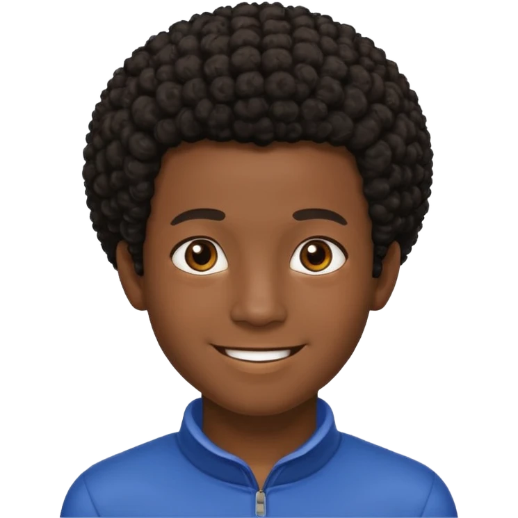 Black darkskin seventeen man  with little afro haircut emoji