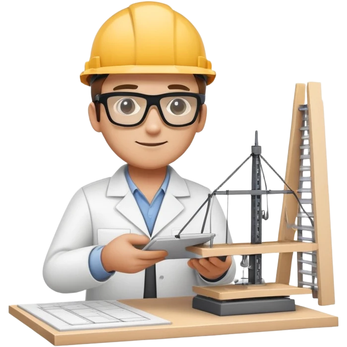architect with protective eyewear building a scale model emoji
