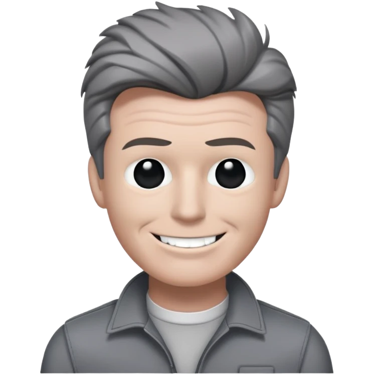 Rick Astley but he has a gray entity head where the entity has no eyes and the smile is black and has stitches on it and he has a cut between his left eye and his clothes are gray and the background is pitch black emoji