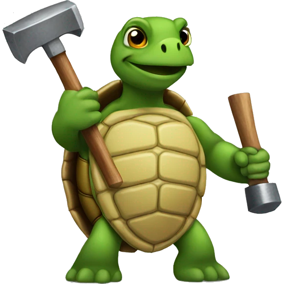 turtle holding a hammer emoji