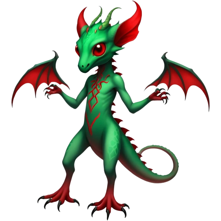Cool Edgy Green Red ethereal eldritch badass Fionbri-Vernid-Trico-animal-creature full body emoji
