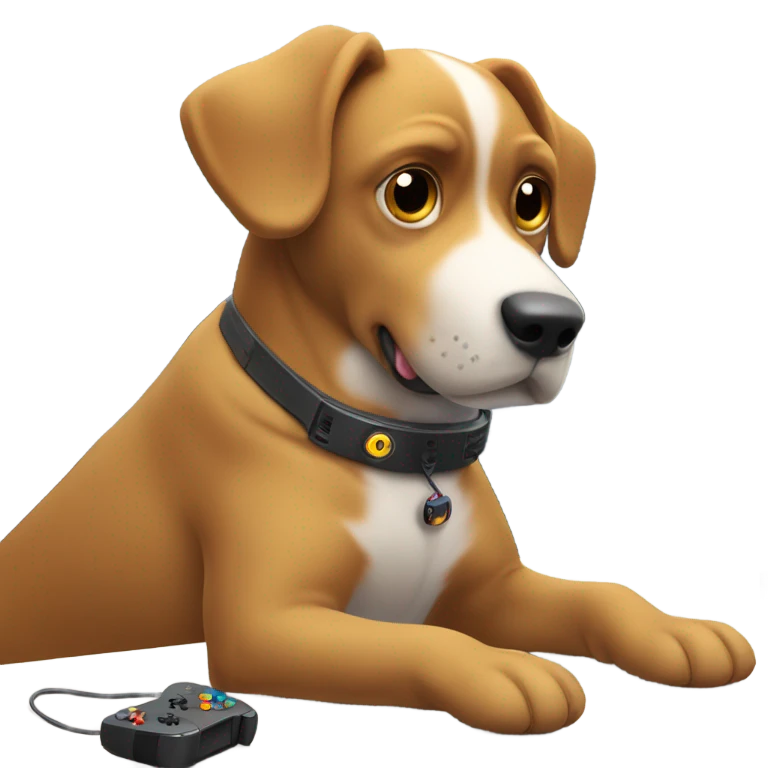 Dog playing video games emoji